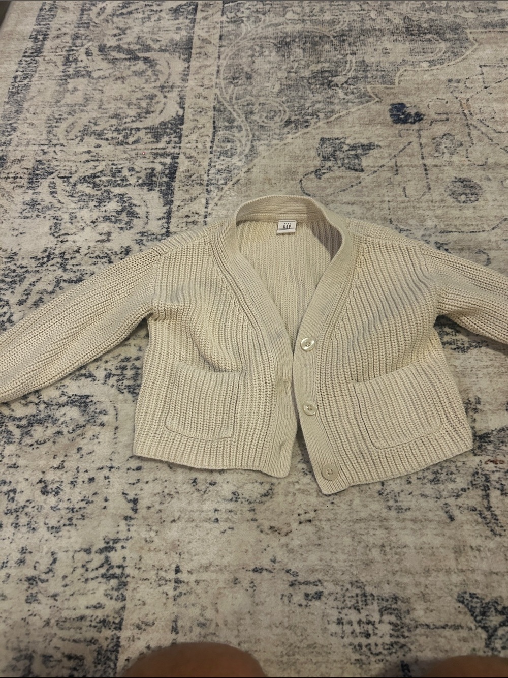 GAP Cream Knit Button-Front Cardigan Jacket - Kids